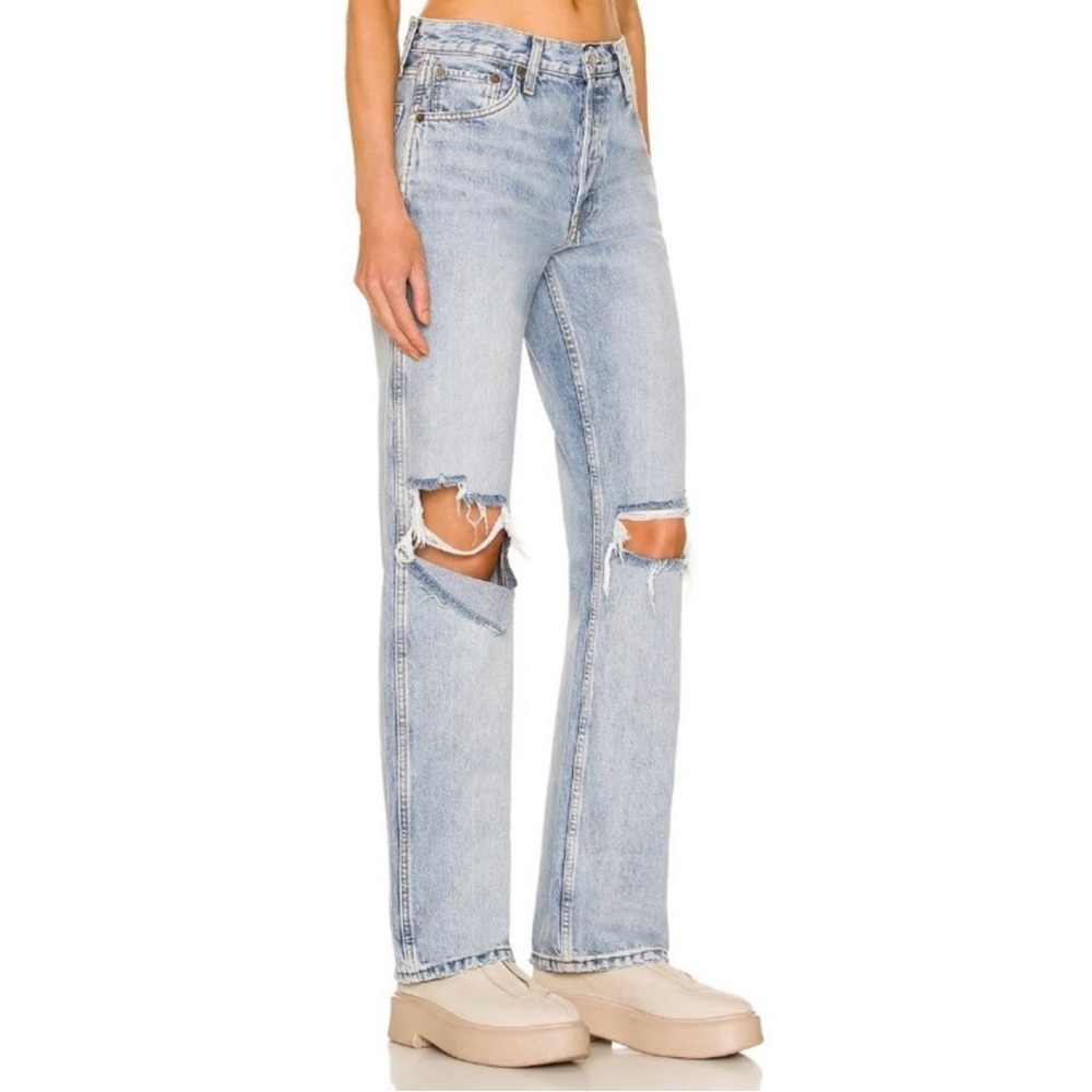 Revolve Re/Done 90s High Rise Loose Jeans in Breezy Indigo with Rips Size 30 - Picture 2 of 12